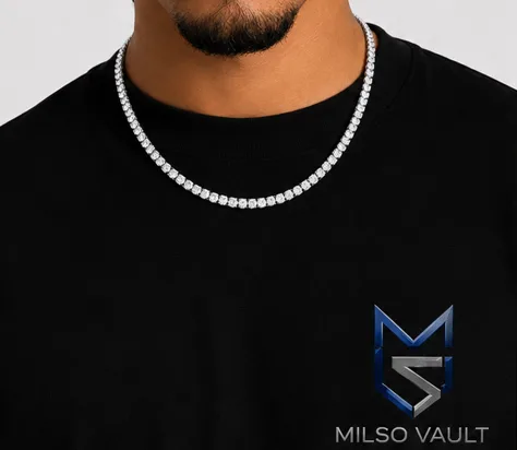 6MM VVS Moissanite Tennis Chain – 925 Sterling Silver, White Gold Plated, 20 Inch