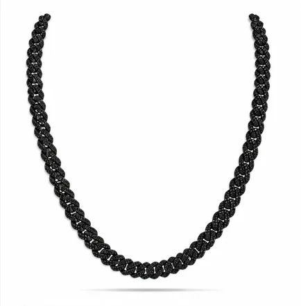 8MM Black VVS Moissanite Miami Cuban Link Chain – 925 Sterling Silver, 14K Black Gold PVD image 5