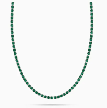 3MM Emerald Green VVS Moissanite Tennis Chain – 925 Sterling Silver, 14K White Gold Plated image 3