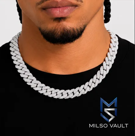 15MM 2-Row VVS Moissanite Cuban Link Chain – 925 Sterling Silver, 14K Gold Plated image 5