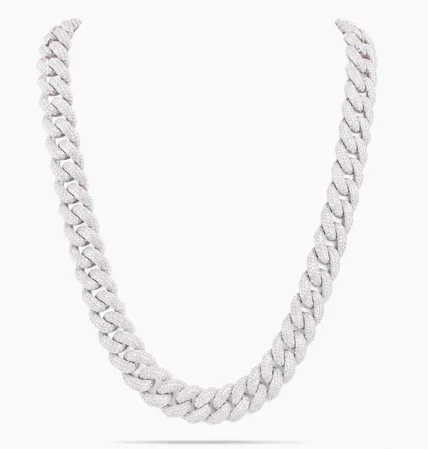14MM VVS Moissanite Miami Cuban Link Chain – 925 Sterling Silver, 14K White Gold Plated image 6