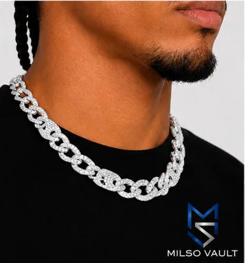 8MM VVS Moissanite Iced Out Mariner Link Chain – 925 Sterling Silver, 14K White Gold Plated image 3