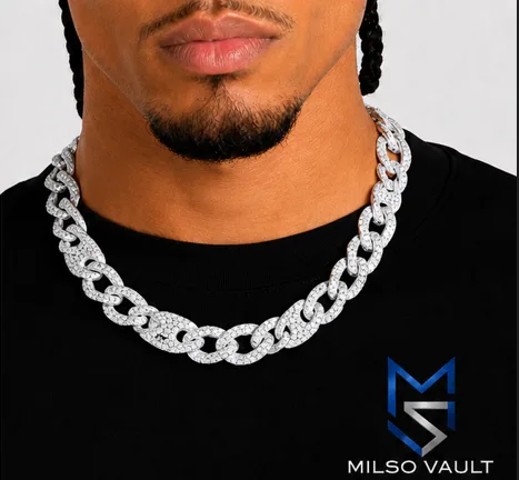 8MM VVS Moissanite Iced Out Mariner Link Chain – 925 Sterling Silver, 14K White Gold Plated image 4