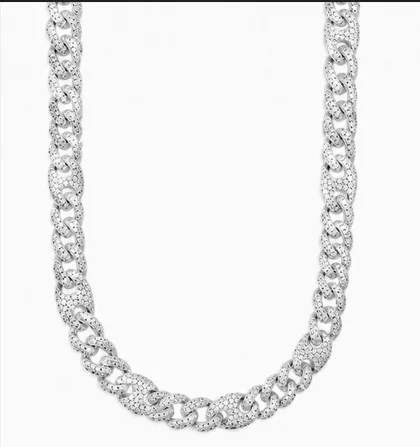 8MM VVS Moissanite Iced Out Mariner Link Chain – 925 Sterling Silver, 14K White Gold Plated image 5
