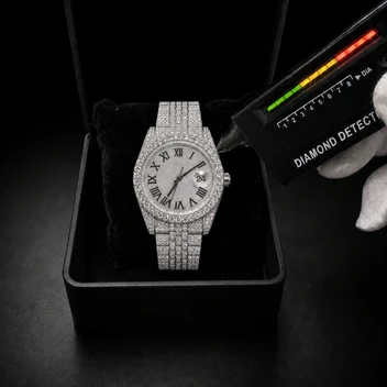 Luxury Men’s VVS Moissanite Bust Down Watch – Roman Dial & Jubilee Bracelet