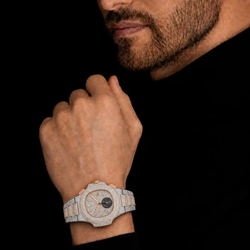 Men’s VVS Moissanite Iced Out Watch – Two-Tone Sub-Dial Design image 3
