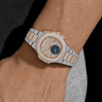 Men’s VVS Moissanite Iced Out Watch – Two-Tone Sub-Dial Design image 4