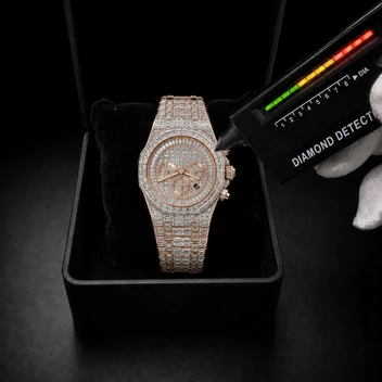 Premium Rose Gold Moissanite Chronograph Watch for Men – Fully Iced