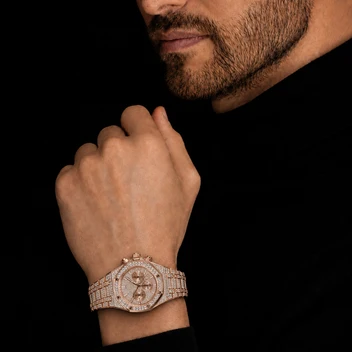 Men’s Rose Gold VVS Moissanite Iced Out Chronograph Watch – Bust Down Style image 3